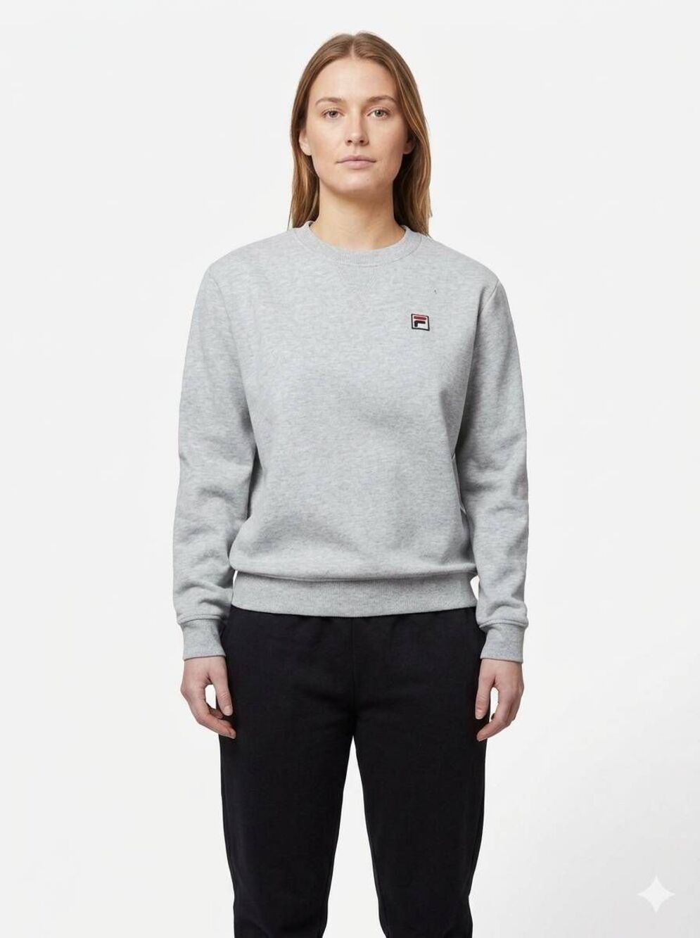 🩵Fila Michele Gray Heather Crew Neck Fleece Sweatshirt Large